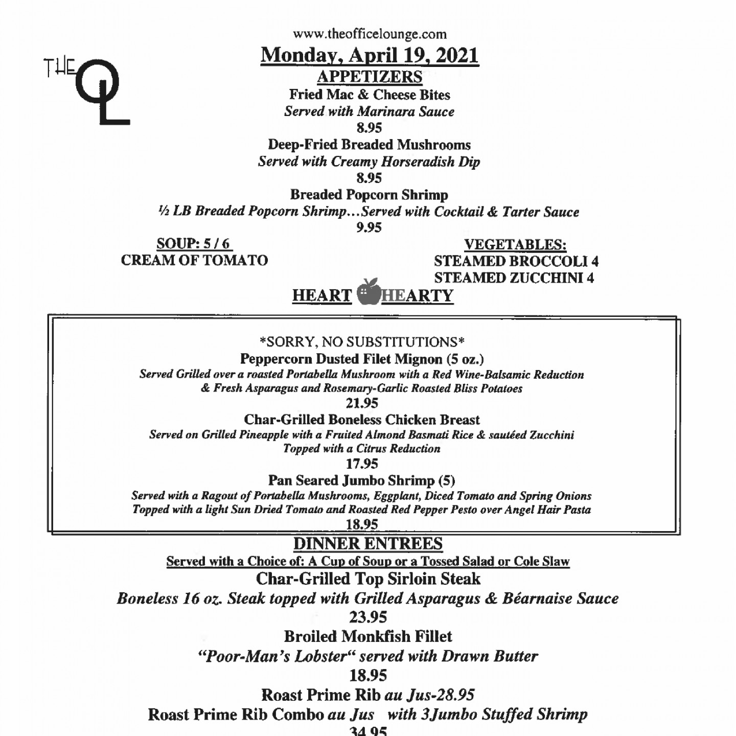 Happy Hour Specials Toms River, NJ The Office Restaurant & Lounge